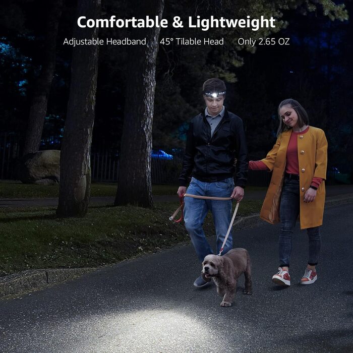 Акумуляторний світлодіодний налобний ліхтар Lepro, суперяскравий налобний ліхтар 2000 люкс з червоним світлом та 6 режимами освітлення, водонепроникний IPX4, ідеально підходить для кемпінгу та бігу, чорний, 2 шт. вкл. USB-кабель Чорний 2