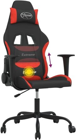 Геймерське крісло з функцією масажу, чорно-червона тканина, регульована спинка та висота, поворот на 360 градусів, повітропроникний чохол, ергономічна опора, 37 x 50 см (Ш x Г), червоний