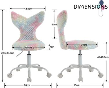 Дитяче крісло Chairus зі штучного хутра для дитячої кімнати, регульоване по висоті дитяче крісло без підлокітників, обертове крісло для дітей (кольорове)