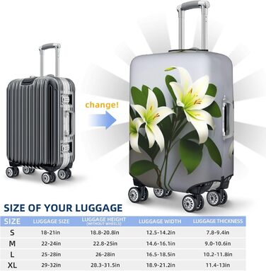 Чохол для валізи Lily Flowers, міцний захист для багажу розміром 45.7-81.3 см, XL, Чорний