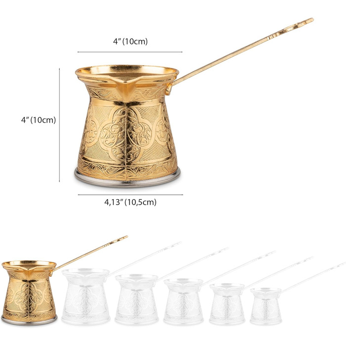 Автентична турецька кавоварка, ручної роботи, Cezve/Ibrik, 10,2 см завширшки, 10,2 см заввишки, 575 мл, покращуйте свій кавовий до