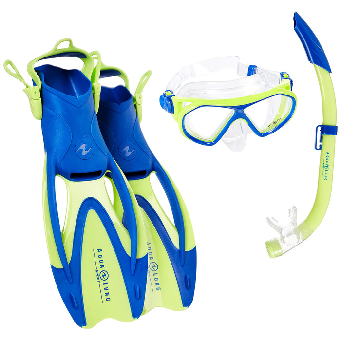 Комплект маски, трубки та ласт Aquasphere Unisex Youth Urchin, світло-зелений/світло-блакитний, розмір L