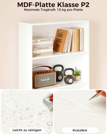 Книжкова шафа IRONCK з дверцятами, 6-ярусна полиця, висота 180 см, дерев&39яна окремостояча полиця, відкрита полиця для зберігання речей для кабінету, офісу, вітальні, спальні (біла)