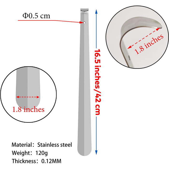 Рожок для взуття довгий 42 см Рожок для взуття довгий металевий Дуже стійкий З ергономічною формою Дуже стійкий дизайн Ідеально пі
