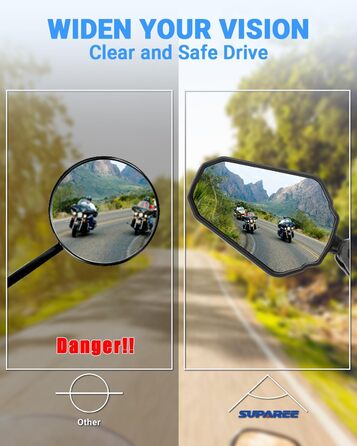 Універсальне складне дзеркало заднього виду для позашляхового мотоцикла SUPAREE, схвалене для електроніки, поворотне на 360 з правою та лівою різьбою, сумісне зі скутерами, квадроциклами