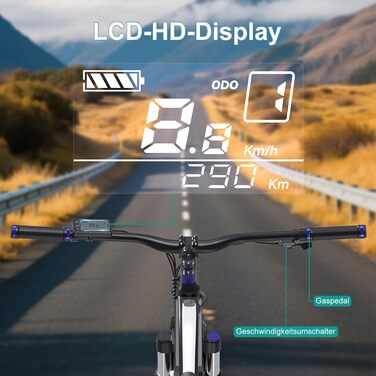 Електровелосипед M920 27,5 дюйма для дорослих 9-швидкісний електровелосипед зі змінним акумулятором 36 В 13 Аг, двигуном 250 Вт, швидкістю 25 км/год та запасом ходу до 60 км. Синій.