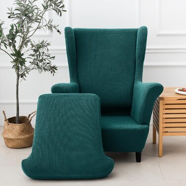 Чохол для крісла-крила EBETA, комплект із 2 предметів, жакардові чохли для крісел, еластичні чохли для підлокітників дивана, захисні чохли для крісел для читання та крісел-реклайнерів (оливково-зелений)