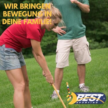 НАЙКРАЩИЙ СПОРТИНГ Набір для крокету Крокет для дорослих та дітей З молотками, м&39ячами, кільцями та кілками Ігри на свіжому повітрі для дорослих Садові ігри для дітей Набір для крокету для дорослих (58 см)