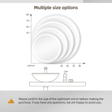 Дзеркало для ванної кімнати Dripex з підсвічуванням Кругле світлодіодне дзеркало з динаміком Bluetooth і сенсорним перемикачем, регульоване, 3 кольори світла, кругле дзеркало для ванної кімнати з підсвічуванням, без запотівання 50x50 см Bluetooth без запо
