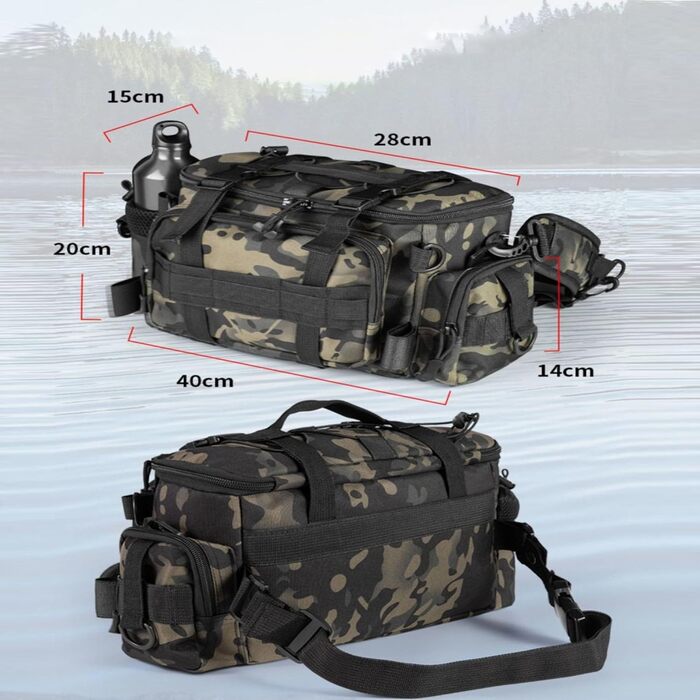 Рибальська сумка YUEMING, рибальська сумка для рибалки, чохол для рибалки Сумка для форелі рибальська з м&39яким плечовим ременем і ручками для перенесення, сумка для рибалки, універсальна сумка, сумка для коропа для рибалки камуфляжна