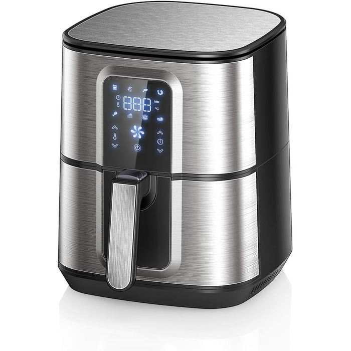 Фритюрниця OZEANOS 5.5 л, потужність 1800 Вт, цифрова сенсорна панель, готові програми, таймер до 30 хвилин - можна мити в посудомийній машині, OT-AF-55SM-DIGITAL 5.5 л