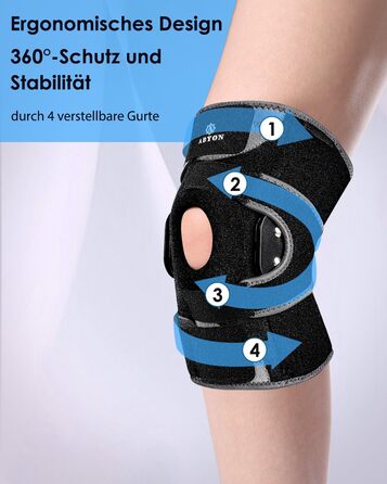 Колінний бандаж ABYON для жінок та чоловіків з металевими шинами, гелевою підкладкою для надколінка, ремінець 360, для розривів меніска, травм зв&39язок, передньої хрестоподібної/маскульної зв&39язки, відновлення після артриту та операцій, біговий середні