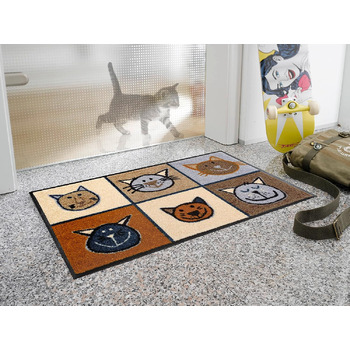 Килимок для дверей Meow Meow, що прається та сушиться, 50x75 см, для використання всередині та зовні приміщень, можна прати