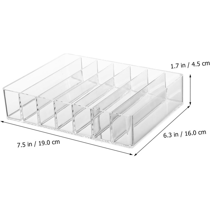 Акрилова палітра тіней для зберігання з сімома відділеннями (2 упаковки) Тримач палітри для макіяжу Органайзер для макіяжу Туалетний столик Комод Тримач тіней для повік Органайзер рум'ян, 2 шт.