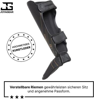 Щитки для гомілок JOYA для кікбоксингу - Виготовлені з високоякісної синтетичної шкіри - Захист гомілок для спарингу в бойових мистецтвах - Щитки для гомілок - Муай-Тай - Joya Fight Gear M Чорно-золотий