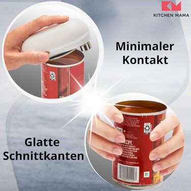 Електричний консервний нож Kitchen Mama Mini - кишеньковий консервний нож з легким дотиком, без гострих країв, зручним для подорожей форматом і чіпким дизайном - білий