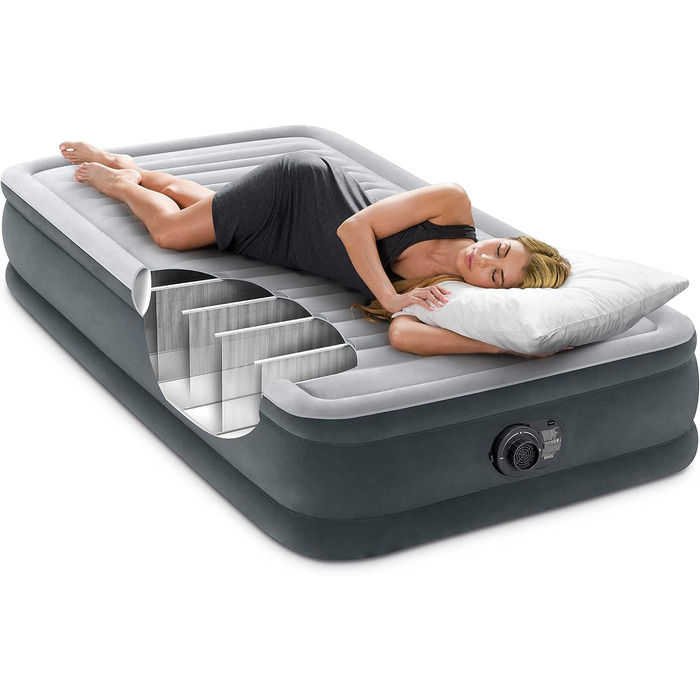 Надувне ліжко Intex Twin Comfort-Plush з Fiber-Tech RP, надутий розмір 99 см x 191 см x 33 см (67766ND)