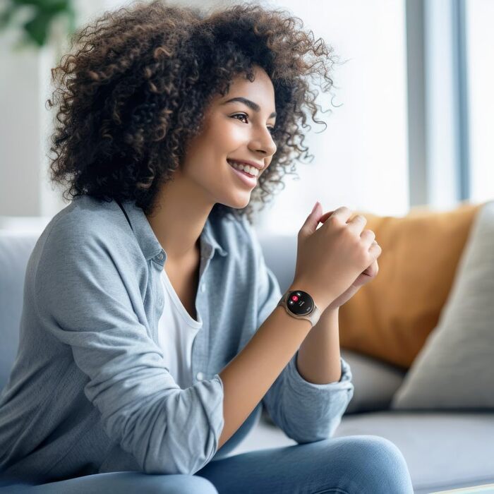 Розумний годинник Hama 8900 з GPS, водонепроникний IP68, функція телефону (сенсорний AMOLED-дисплей, голосове керування, спортивні режими, трекер сну, пульсометр, WhatsApp, годинник для бігу, пульсометр, фітнес-годинник) золотого кольору