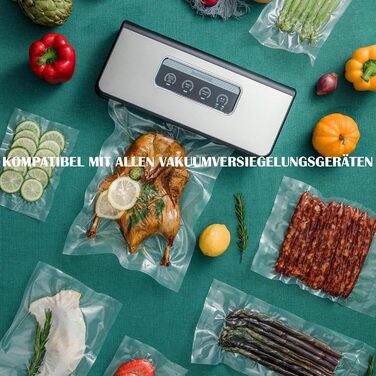 Вакуумні пакувальні пакети Warmfay 150 пакетів 15x20 см (50) і 20x25 см (50) і 25x35 см (50), вакуумні пакети для їжі для всіх вакуумних пакувальників, без BPA, пакети для заморожування Sous Vide, багаторазові професійні пакети з фольги 150 мішків 15x20 с