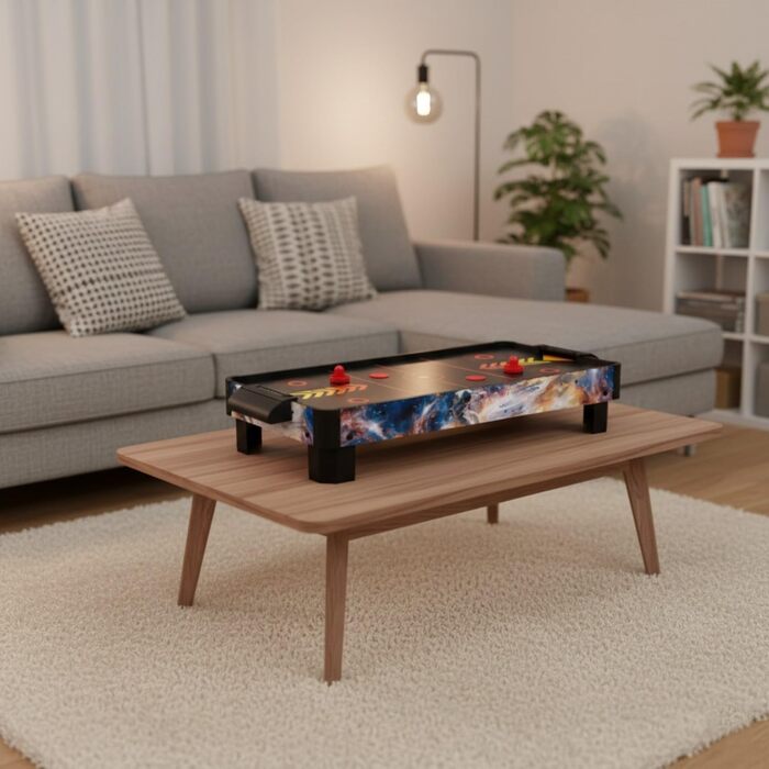 Стіл для аерохокею для дітей віком від 6 років, гра в аерохокей для столів з вентилятором/двигуном, стільниця для аерохокею для 2 гравців, включаючи 4 шт. овхачі, 4 шайби, лічильник рахунків, режим нульової гравітації 102x52x20 см