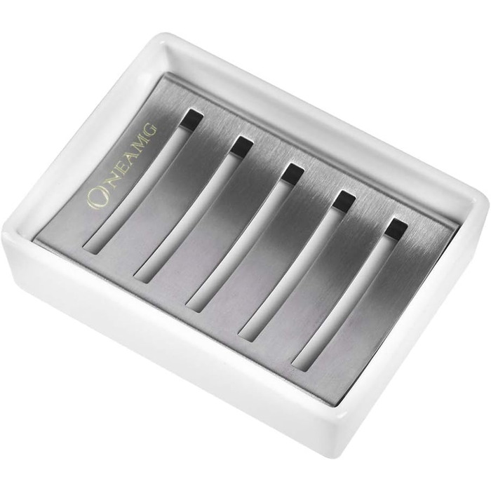 Мильниця OneAmg, керамічне сидіння з нержавіючої сталі SUS 304, тримач для мила, подвійна мильниця без свердління для ванної кімна