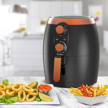 Аерофритюрниця / 3.5 л / чорний, зелений. бірюзовий / 1200 Вт / Мультипіч з таймером до 30 хвилин, без масла та жиру, 100-200C, cool touch, ретро-дизайн (чорний)