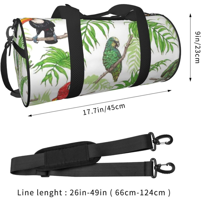 Дорожня сумка-циліндр Папуги та тропіки, спортивна сумка для чоловіків і жінок, сумка-мішок