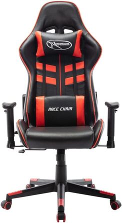 Ігрове крісло Owox, чорне/червоне, зі штучної шкіри, регульована висота, ергономічна подушка для шиї та попереку, 67x6123-133 см, металевий каркас, 67 x 61 x 123-133 см (Ш x Г x В), червоно-червоне