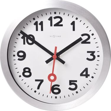 Настінний годинник NeXtime Designer 3998 Station, класичний вокзальний стиль у міні-форматі (19 см), алюмінієвий корпус, білий циферблат, Ø 19 см