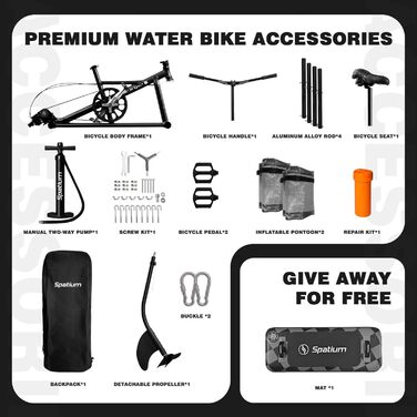 Надувний човен для риболовлі, педальний каяк Spatium, водний велосипед, 200 кг, чек
