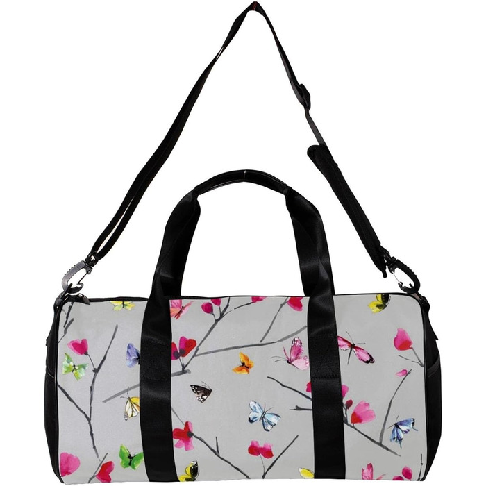 Спортивна сумка, маленька дорожня сумка, сумка для шопінгу та йоги, квітково-метеликовий принт, сумка для фітнесу на відкритому повітрі, ручна поклажа