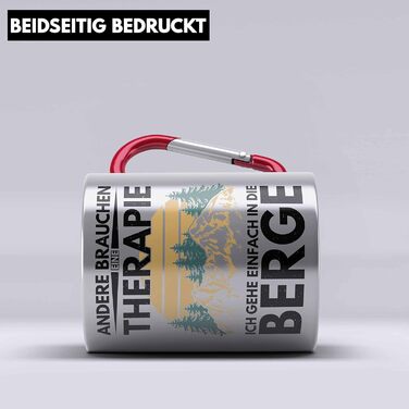 Тренд - Гори з нержавіючої сталі, кухоль з карабіном, подарунок, терапія, кумедний вислів, піший туризм, скелелазіння, трекінг (червоний)