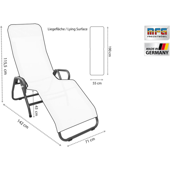 Шезлонг для басейну 3&39, антрацит/чорний