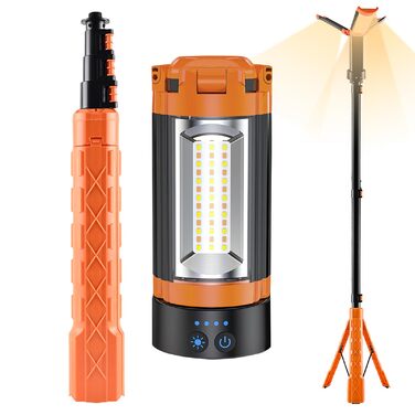 Магнітний ліхтар для кемпінгу - телескопічна конструкція штатива, акумулятор 10000 мАг, регульована яскравість, зовнішній світлодіодний робочий ліхтар, портативний ліхтар із зарядкою через USB, ідеально підходить для риболовлі та