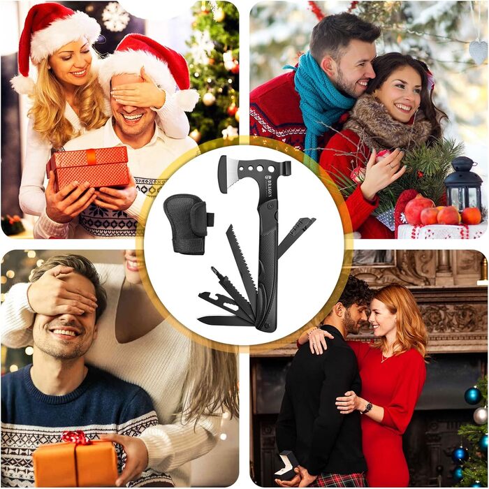 Сокира похідна DRAGON CREEK, багатофункціональний інструмент для виживання, компактна сокира з алюмінієвою ручкою 15 в 1 (молоток, пилка, ніж), міні-інструмент - подарунок для чоловіків