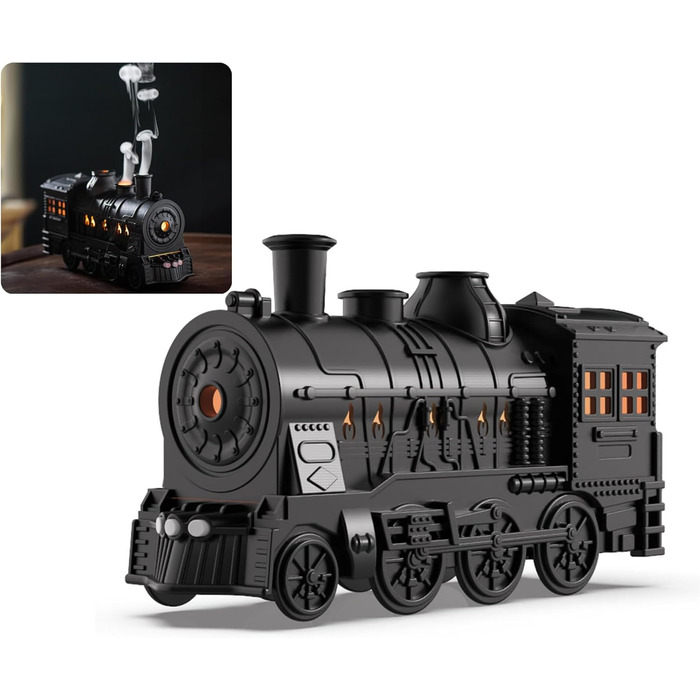 Дифузори для ефірних масел, зволожувач повітря локомотив 300 мл з пультом дистанційного керування, форма тяги, 2 режими освітлення