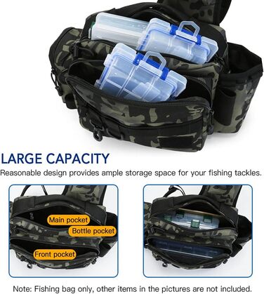 Сумка для риболовлі Lixada Багатофункціональна водонепроникна сумка для рибальської ремні Відкрита сумка на пояс Сумка для котушки Сумка для зберігання приманок Сумка на плече Сумка-органайзер