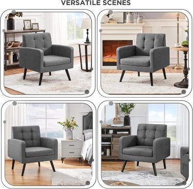 Крісло Yaheetech з підлокітниками, зручне та сучасне, крісло під телевізор, крісло-реклайнер, крісло для вітальні, клубне крісло, диван, вантажопідйомність 136 кг, темно-сірий, темно-сіра поліестерова тканина