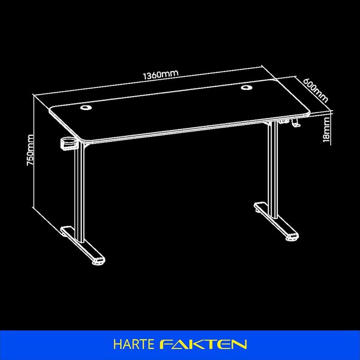 Ігровий стіл Xantron зі світлодіодним атласом 3 регульовані RGB-ефекти 136x60x75 см, чорний, з органайзером для кабелів, тримачем для чашки та тримачем для гарнітури