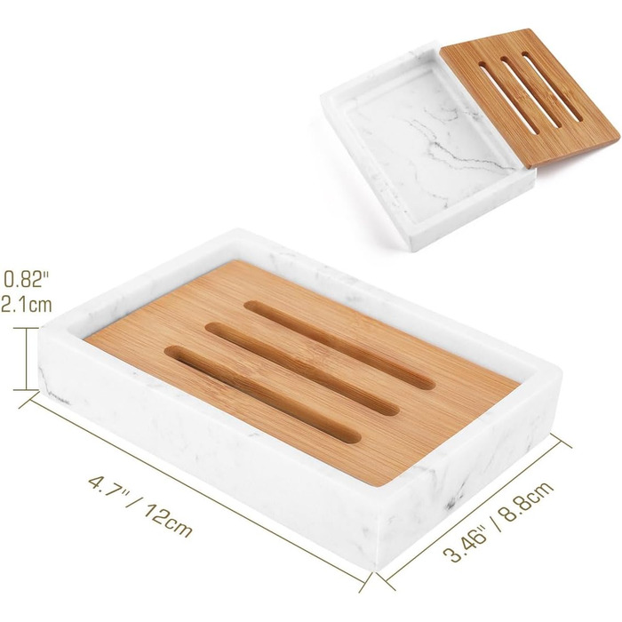 Мильниця бамбукова, прямокутна мармурова мильниця Дерев'яна мильниця з зливом Ручна мильниця Мильниця для мила Швидкосохнуча мильн