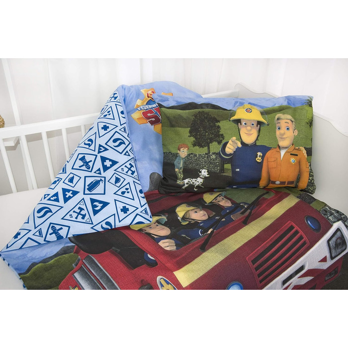 Комплект постільної білизни FEUERWEHRMANN SAM, двосторонній мотив, наволочка 40 x 60 см, підодіяльник 100 x 135 см, бавовна/армова