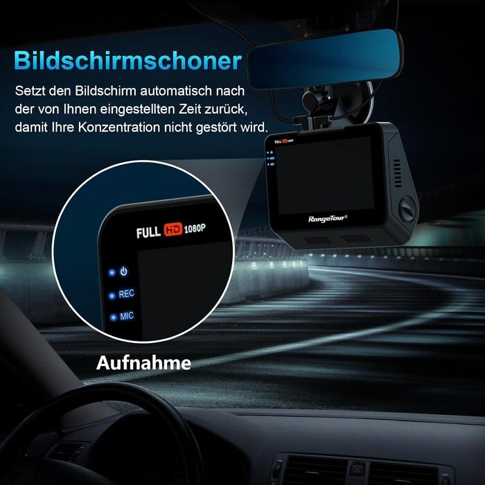 Відеореєстратор автомобільний передній задній з 64GB SD картою, 4.3-дюймовий IPS екран автомобільної камери 1080P FHD відеореєстра