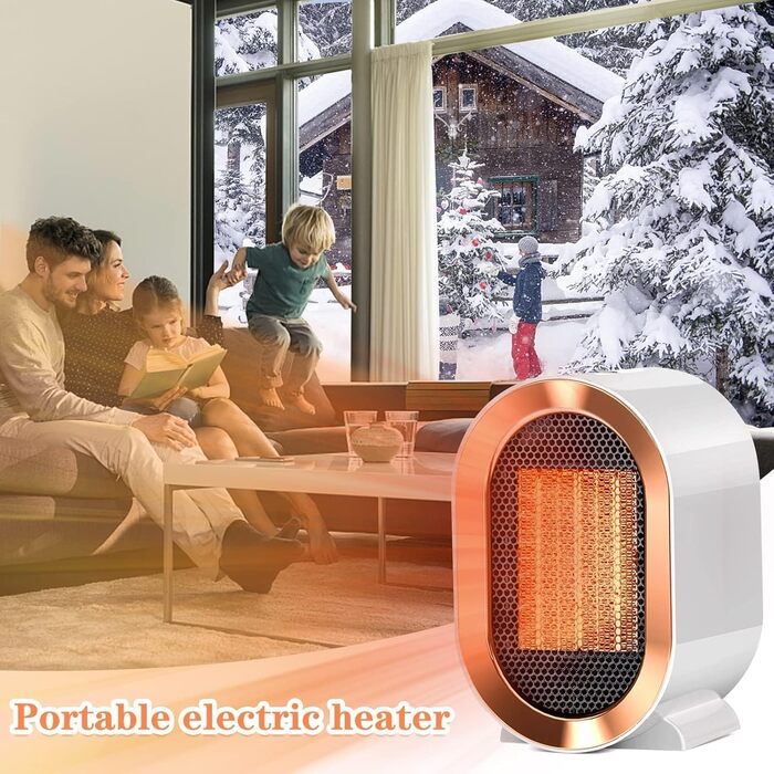 Енергозберігаючий невеликий вентилятор-обігрівач, керамічний нагрівальний елемент 220 В 1200 Вт, 2 режими, тихий електричний обігрівач із захистом від перегріву, внутрішній обігрівач для спальні, вітальні, офісу