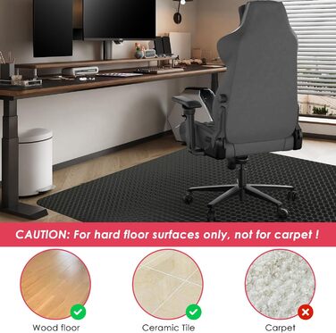 Захисний килимок для підлоги Vicwe для офісних стільців, 90 x 120 см, килимок для ігрового офісного стільця, нековзний та легкий у догляді, килимок для дерев&39яних підлог, ламінату, паркету (чорний)