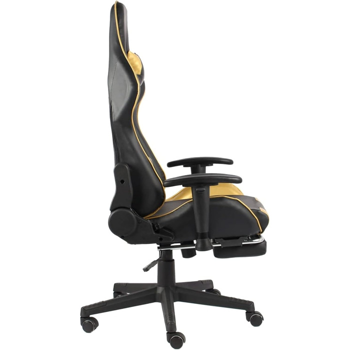 Ігрове крісло з підставкою для ніг, обертове, золотистий ПВХ, офісне крісло, масажне ігрове крісло для ПК