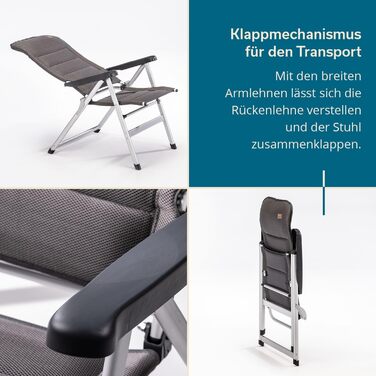Складаний стілець Skandika Lepola Складаний кемпінговий стілець з алюмінію, алюмінієвий садовий стілець, регульована спинка в 7 положеннях, вантажопідйомність 180 кг, складний, висока спинка, підголівник Кемпінг, сад, комплект з 2 шт.