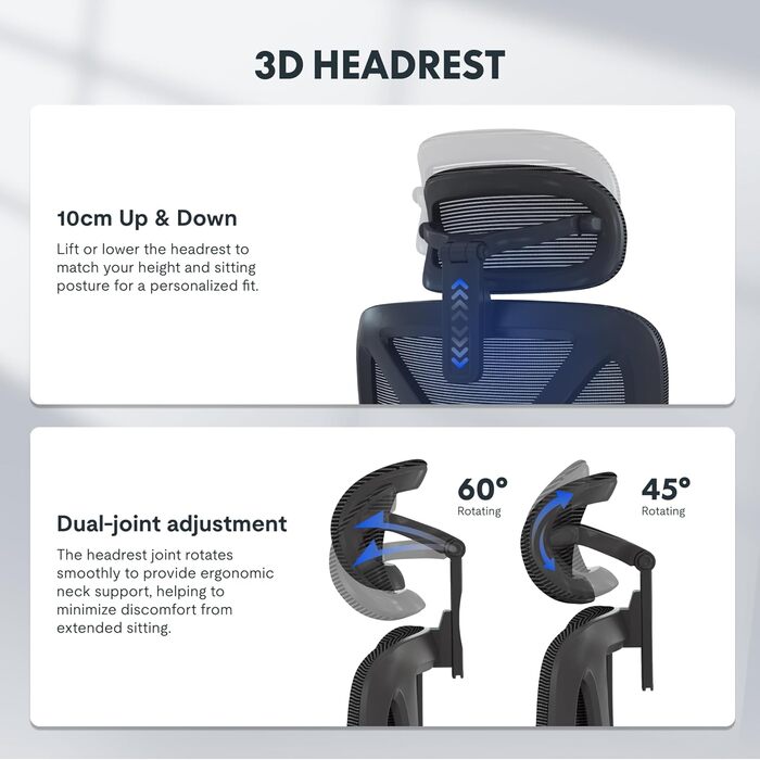 Ергономічне офісне крісло FLEXISPOT, стілець для роботи з підставкою для ніг, 3D підлокітники, 3D підголівник, 5D спинка, дихаюче сидіння, вантажопідйомність до 136 кг, ErgoX, чорний (з підставкою для ніг) Lite