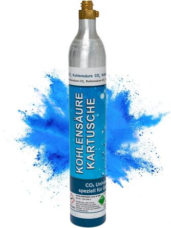 Газований балон CO2 з газованою водою 425 г для 60 літрів газованої води розливається в Німеччині Сумісний із звичайними виробниками газованої води Універсально застосовний і легко замінний