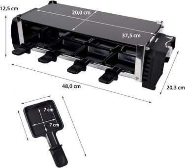 Раклет Syntrox Germany зі склокерамічною пластиною для гриля Design Glass для 8 осіб Grill RAC-1200W-Aarau