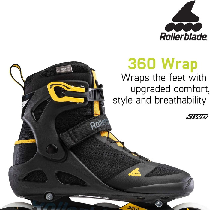Роликові ковзани Macroblade 100 3WD чоловічі фітнес, чорно-шафраново-жовті, Performance Inline Skates 9 BLACK/SAFFRON YELLOW
